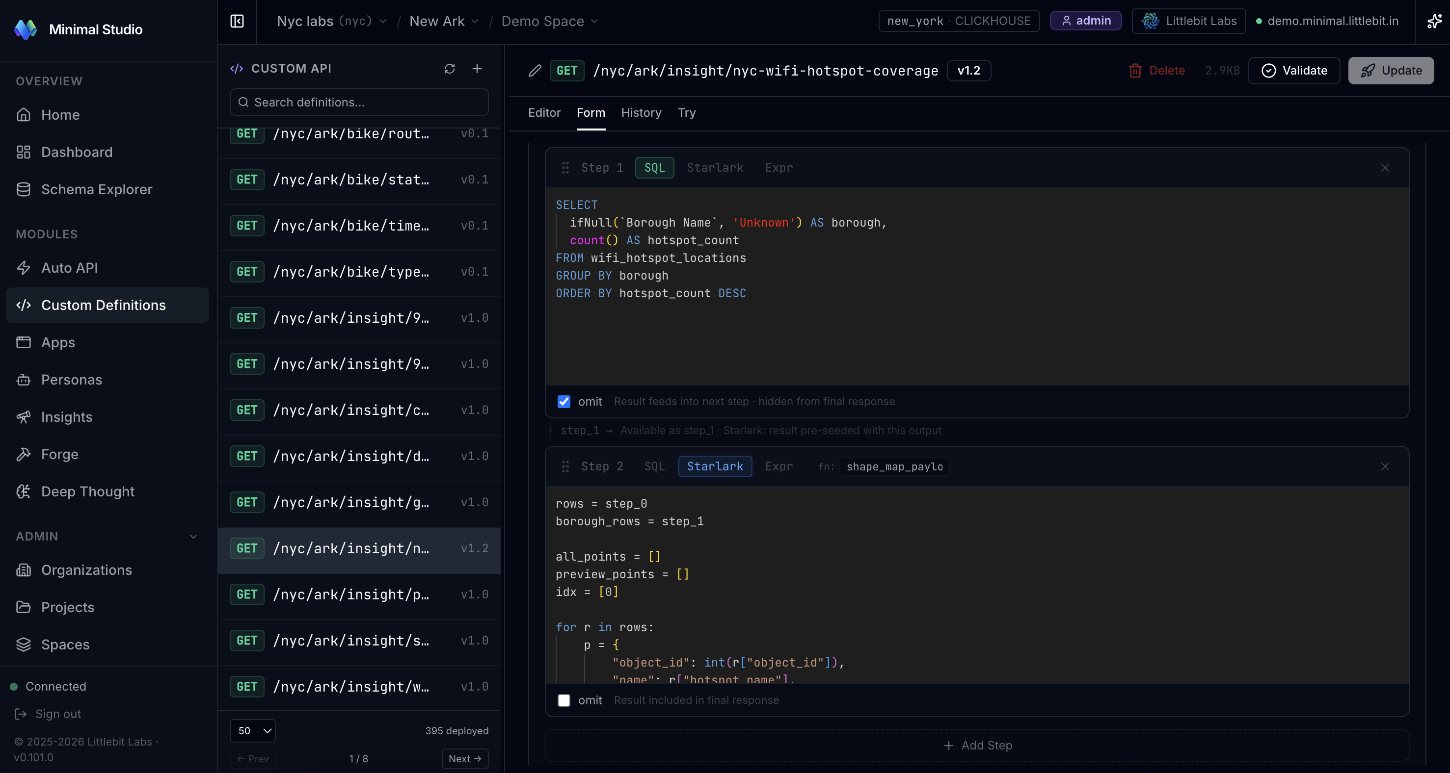 Custom Definitions editor